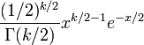 \frac{(1/2)^{k/2}}{\Gamma(k/2)} x^{k/2 - 1} e^{-x/2}\,