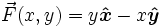 \vec{F}(x,y)=y\boldsymbol{\hat{x}}-x\boldsymbol{\hat{y}}