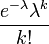 \frac{e^{-\lambda} \lambda^k}{k!}\!